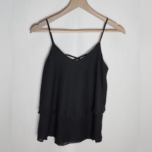 Black layered tank top Fab'rik Small Womans Tank Top layered tiered design